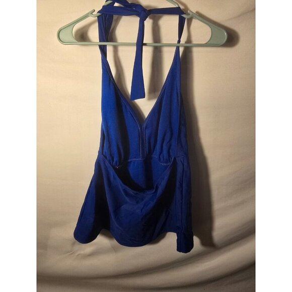 Catalina Royal Blue tankini Swimsuit Top Halter Vneck Flattering Plus Size 1X 16 - Picture 2 of 2
